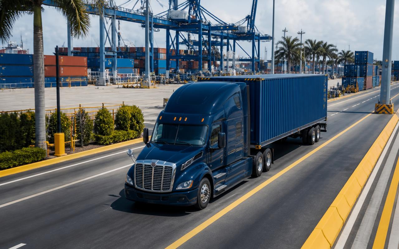 Container transportation at a Florida port terminal